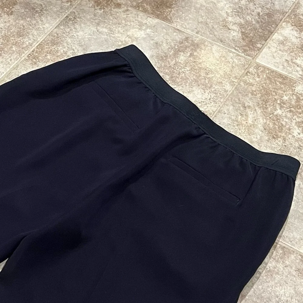 NEW Ann Taylor Pull On Straight Leg Navy Blue Dress Pants Elastic Waist Pockets - Picture 5 of 11